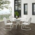 Claustro Outdoor Dining Set, White Satin - Dining Table & 4 Chairs - 5 Piece CL3046406